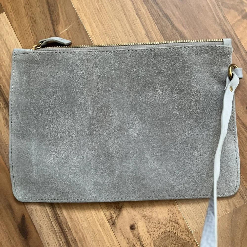 margot Suede Tote Bag in Light Gray